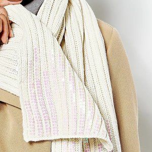 Isaac Mizrahi Sequin Yarn Scarf Cream NWT